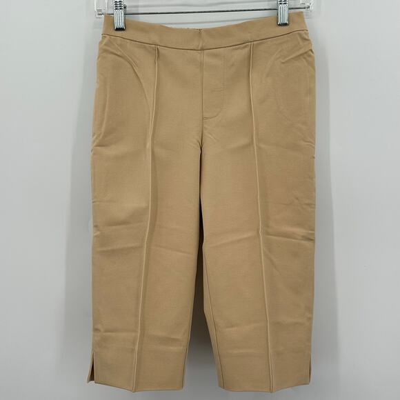 Isaac Mizrahi Live! TAN Stone Pull On Pedal Pushers Womens 2P Petites Stretchy - Picture 1 of 6